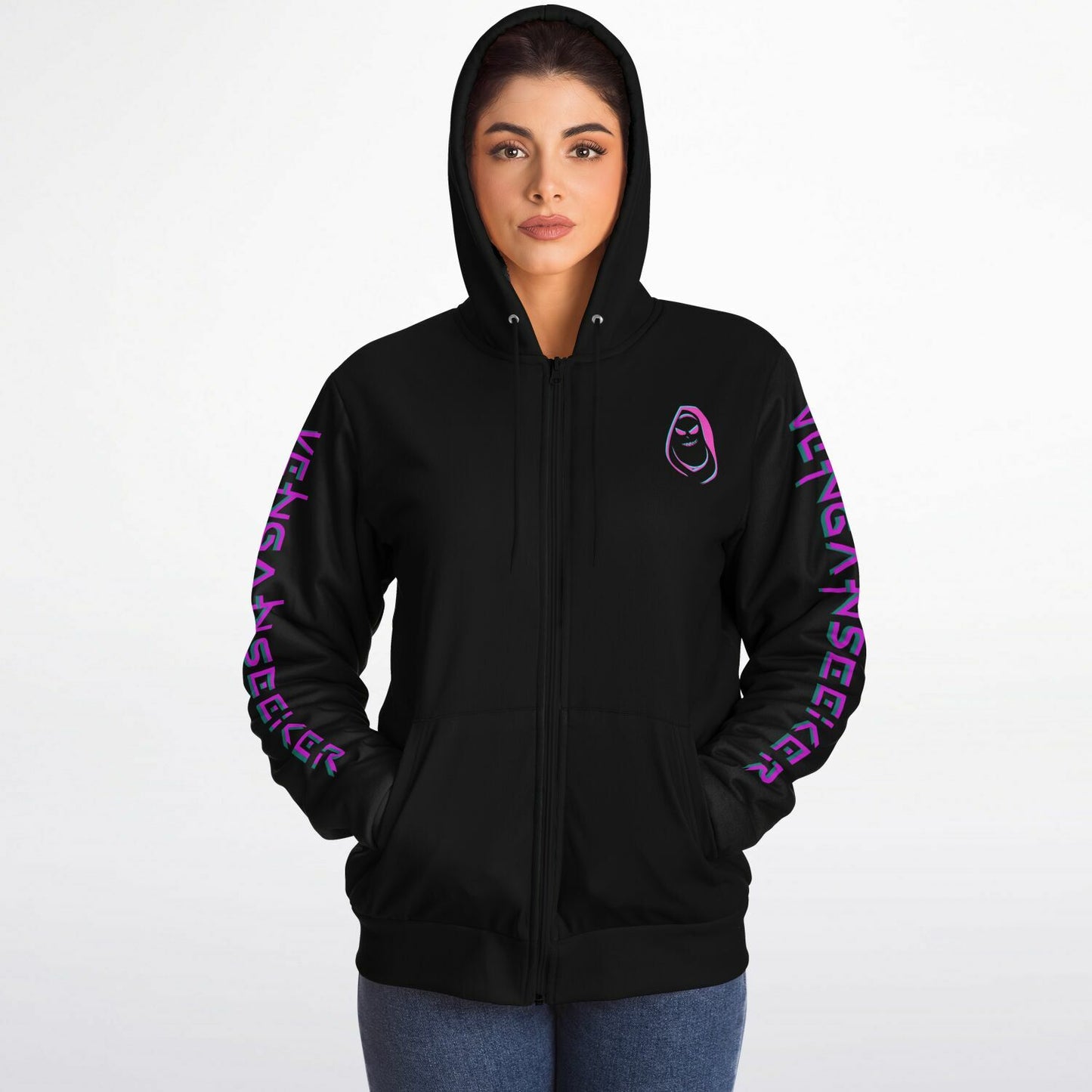 VenganSeeker Unisex Destroyer Zip hoodie - AOP